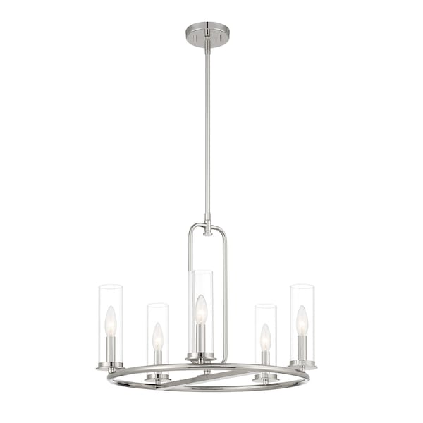 Designers Fountain Hudson Heights 5 Light Industrial Polished Nickel with Clear Glass Shades Chandelier D268C-5CH-PN - main